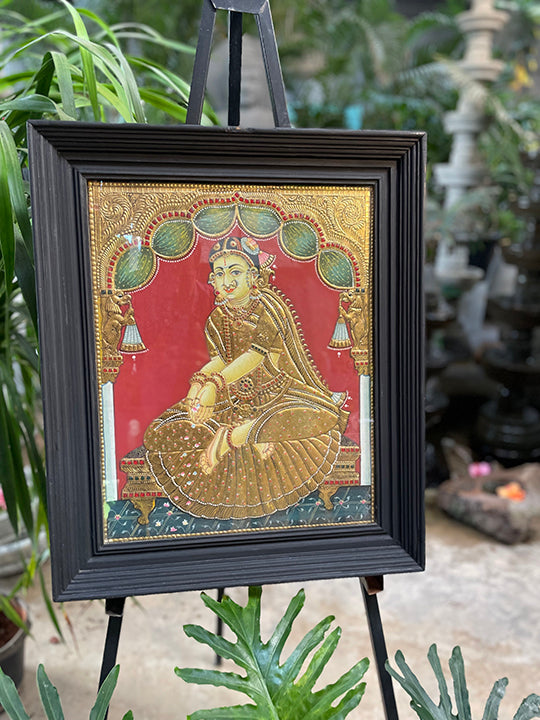 Tanjore Painting - Pair Welcoming Ladies