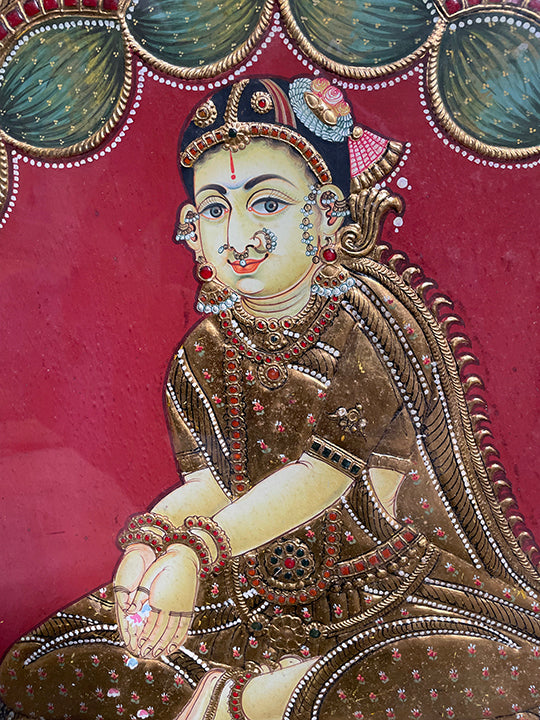 Tanjore Painting - Pair Welcoming Ladies