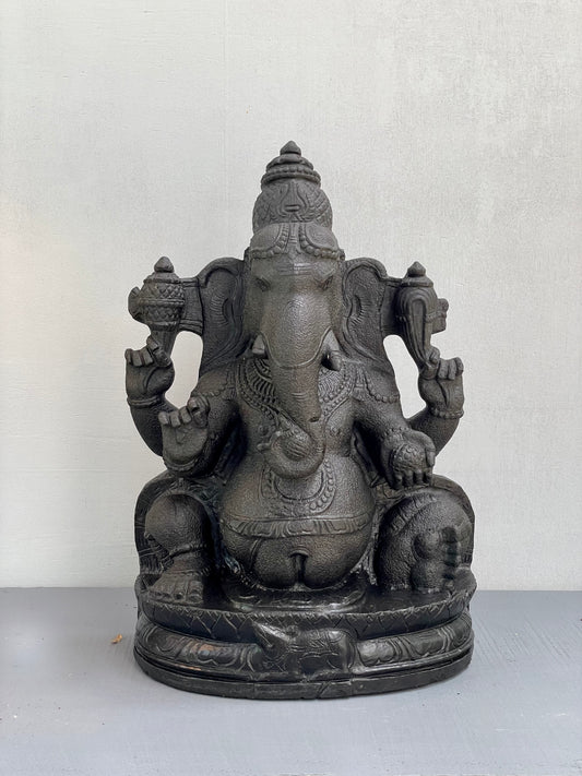 Ganesha Granite Statue - Large Black