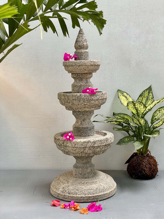 Granite Temple Lamp / ದೀಪ - 3 Layered Mini