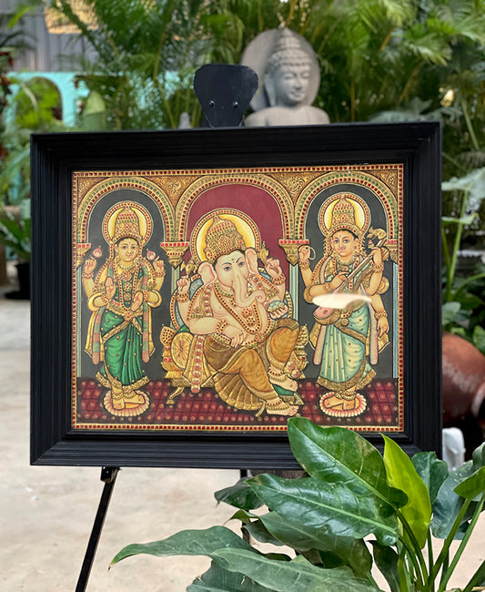 Tanjore Painting - Ganesha Lakshmi Saraswati