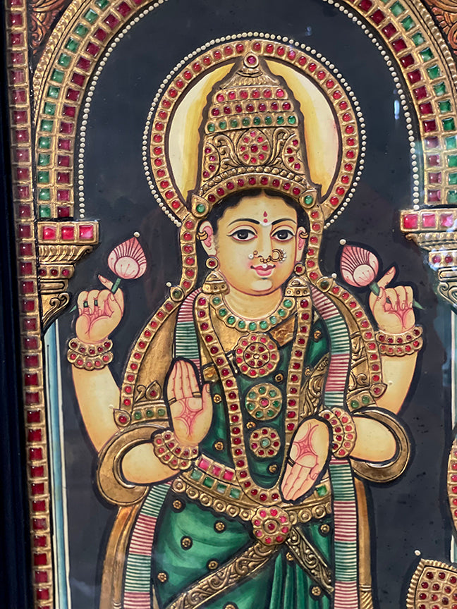 Tanjore Painting - Ganesha Lakshmi Saraswati