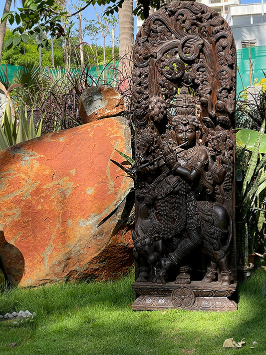 Lord Krishna Statue - Wood