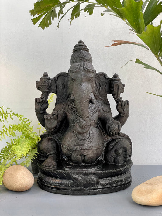 Ganesha Granite Statue - Large Black