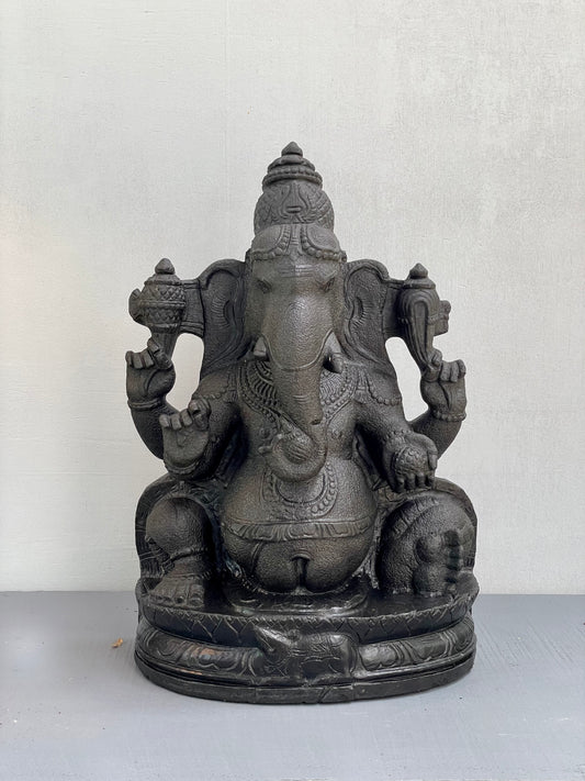 Ganesha Granite Statue  -  Large Black