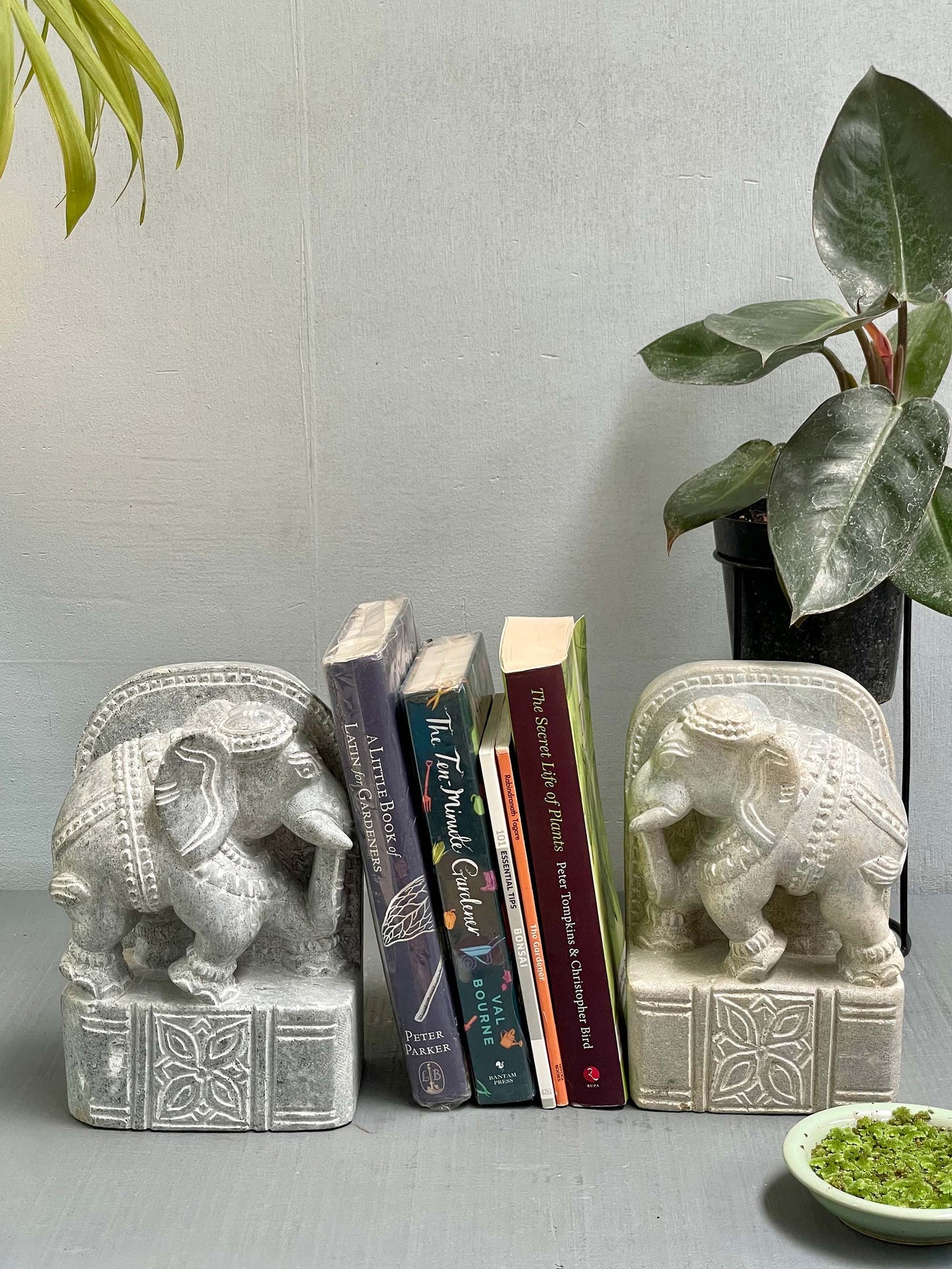 Elephant StoneStatue - Book Holder (set of 2)