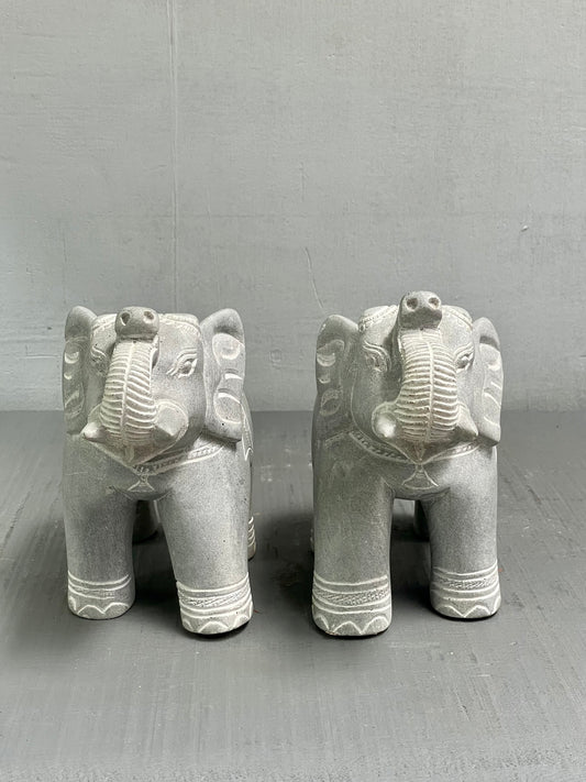 Elephant Stone Statue, Trunk Up - Medium