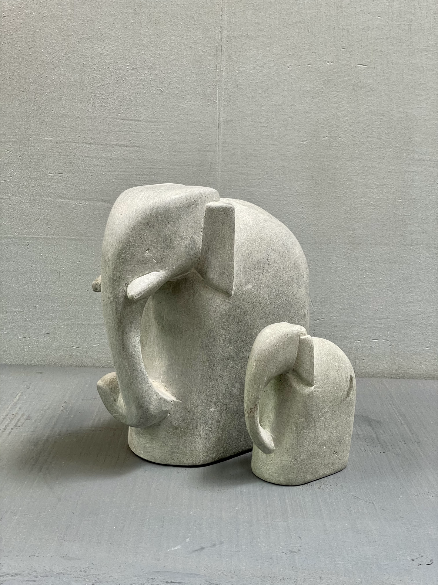 ಆನೆ / Elephant Mother & Child Stone Statue -  (set of 2)