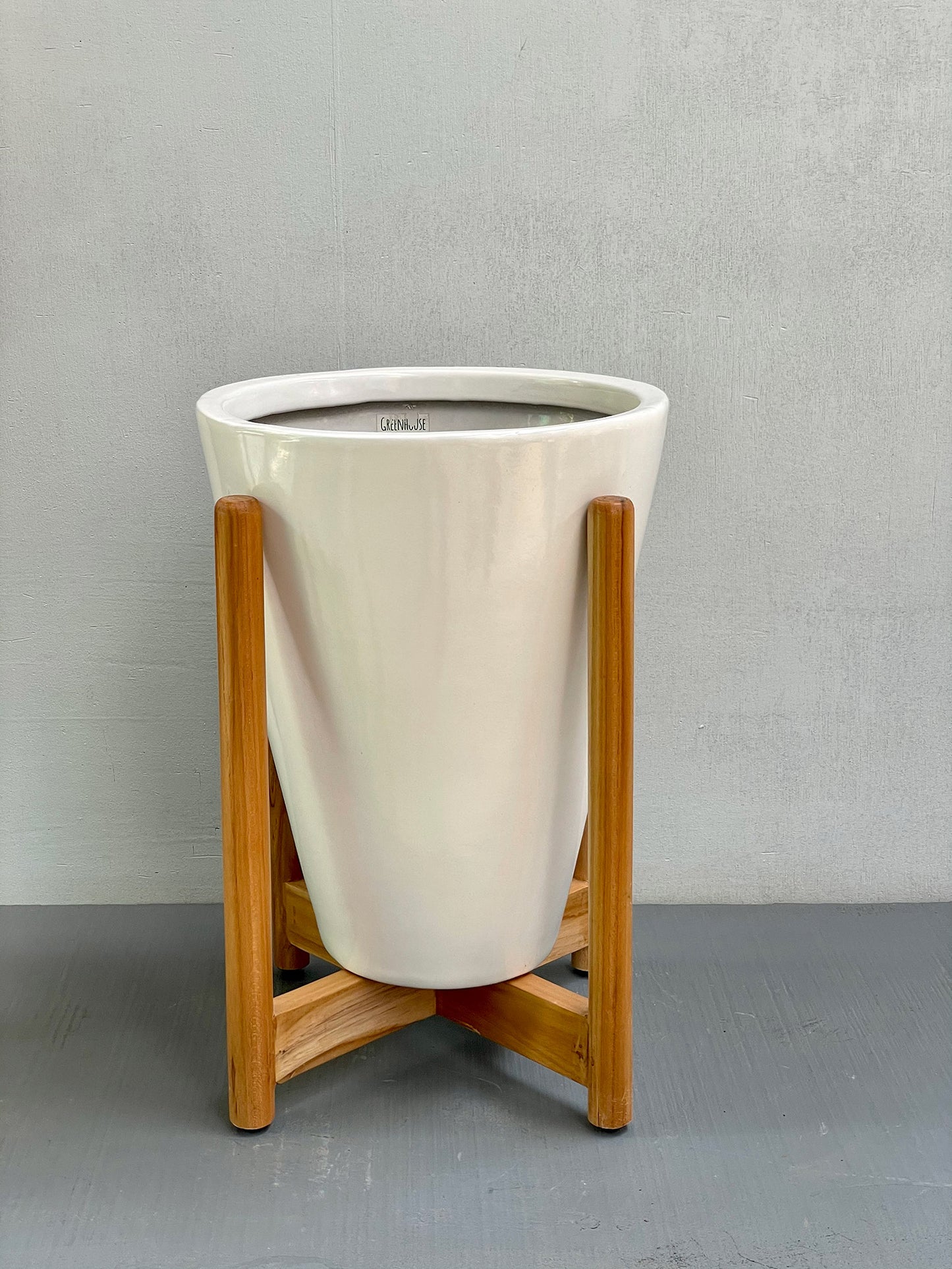Minimalist Planter with Wooden Stand - Cone Large