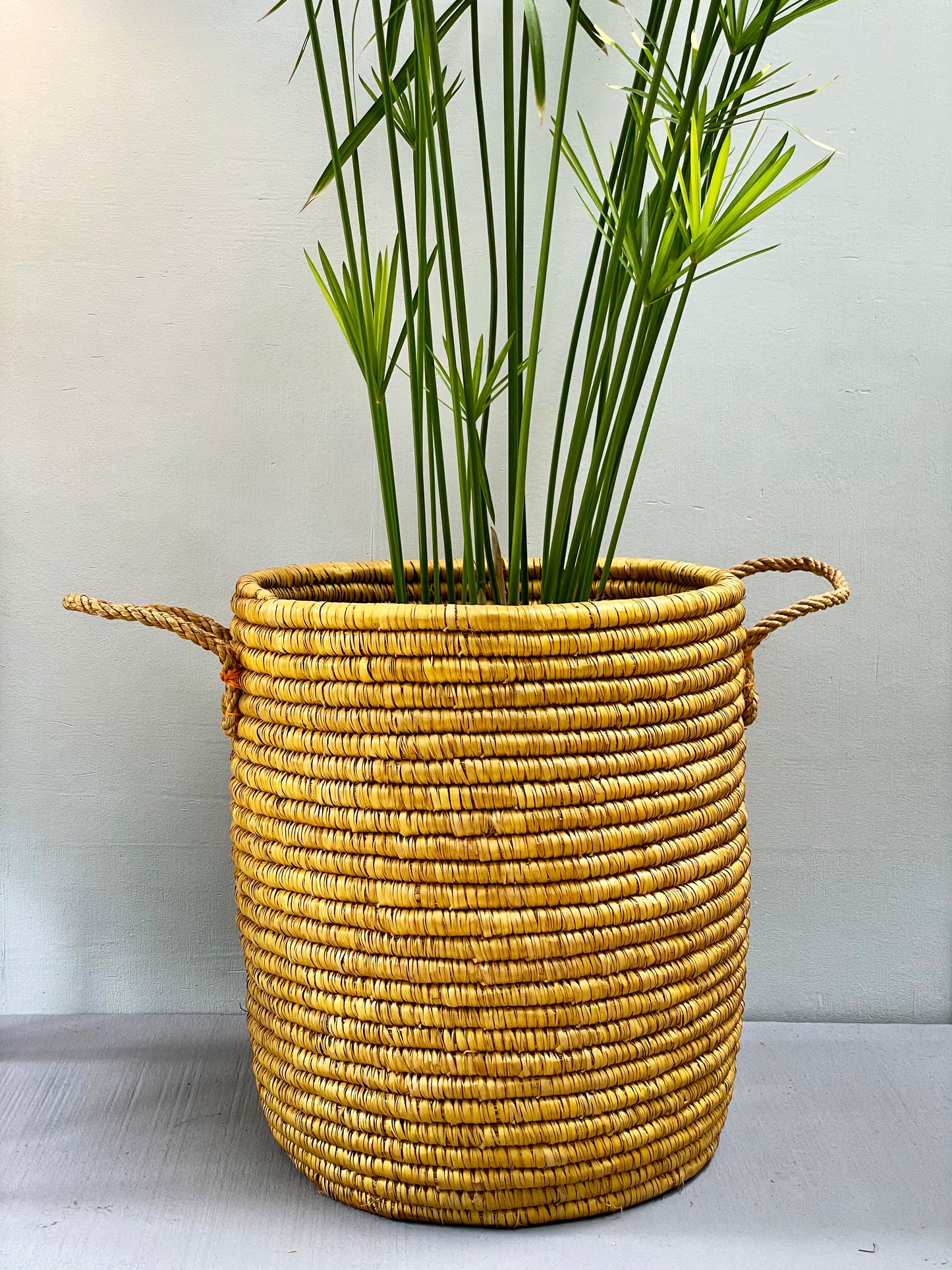 Large Basket Handwoven - Yellow