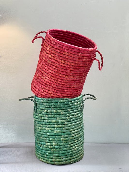Large Basket Handwoven - Green
