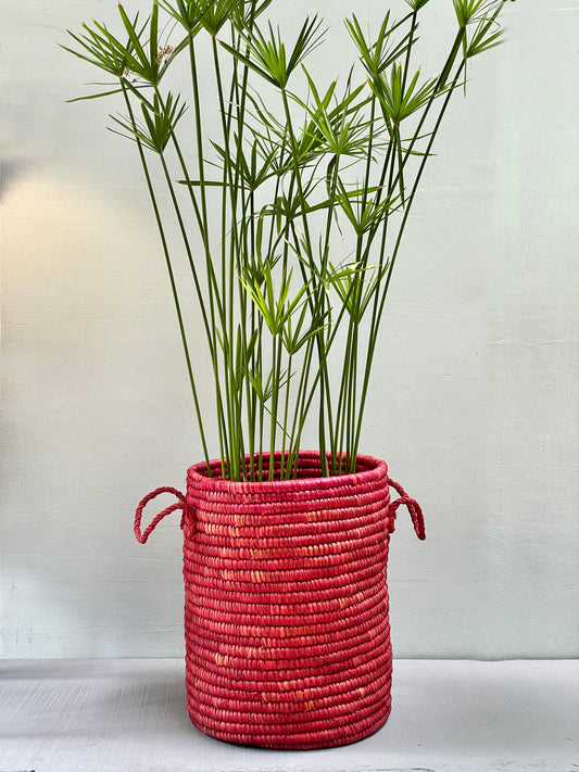 Large Basket Handwoven - Red