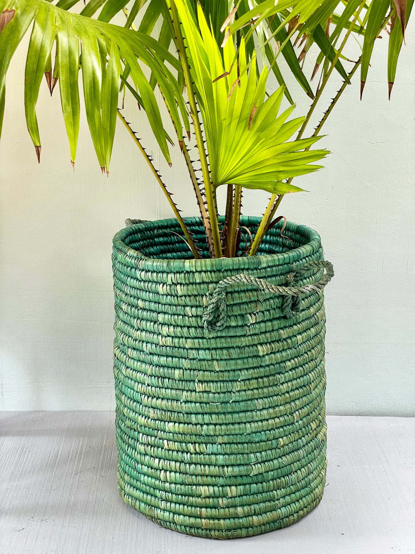 Large Basket Handwoven - Green
