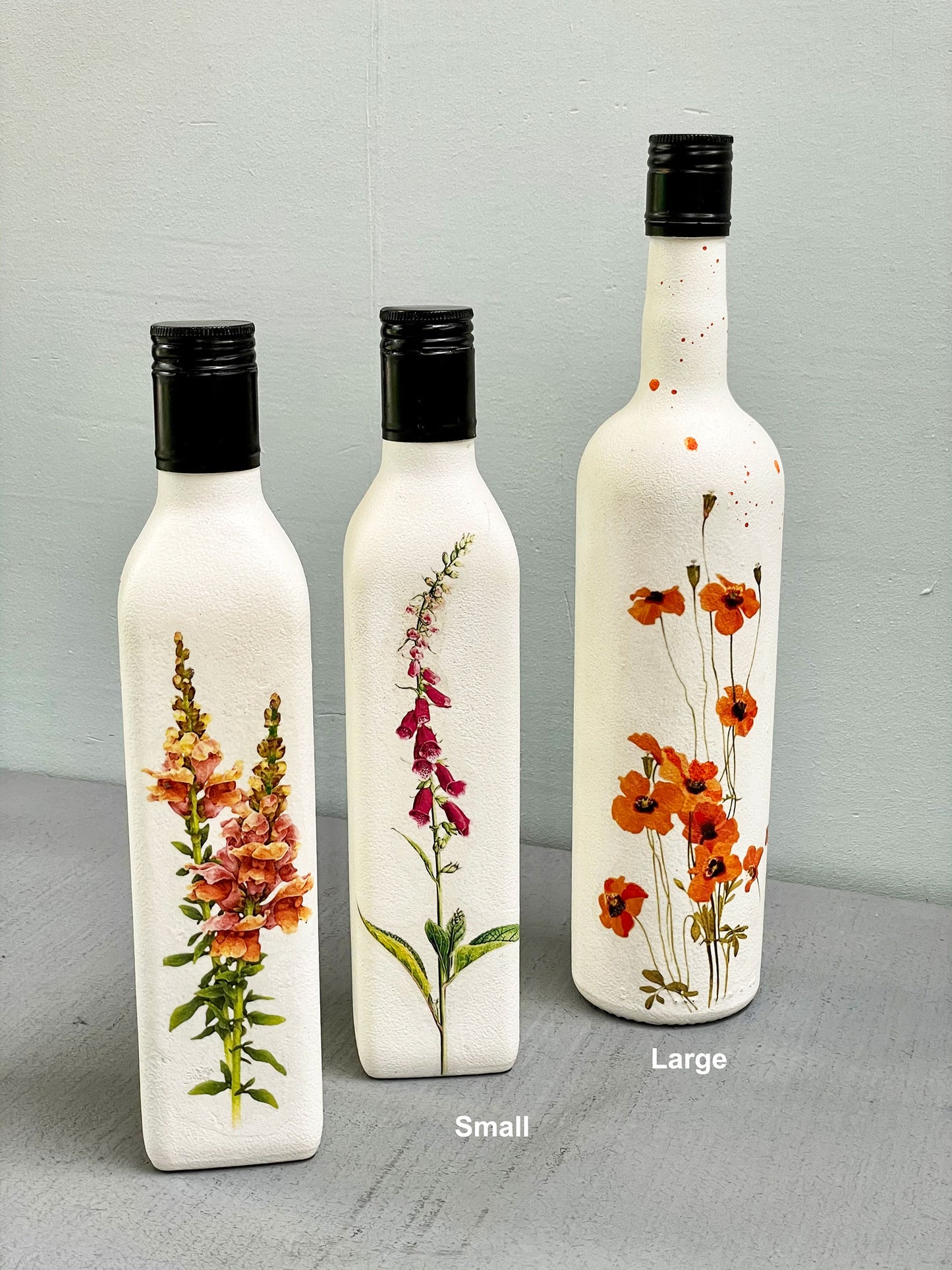 Botanical Decoupage Upcycled Bottle - Small