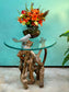 Rustic Wood & Glass Table